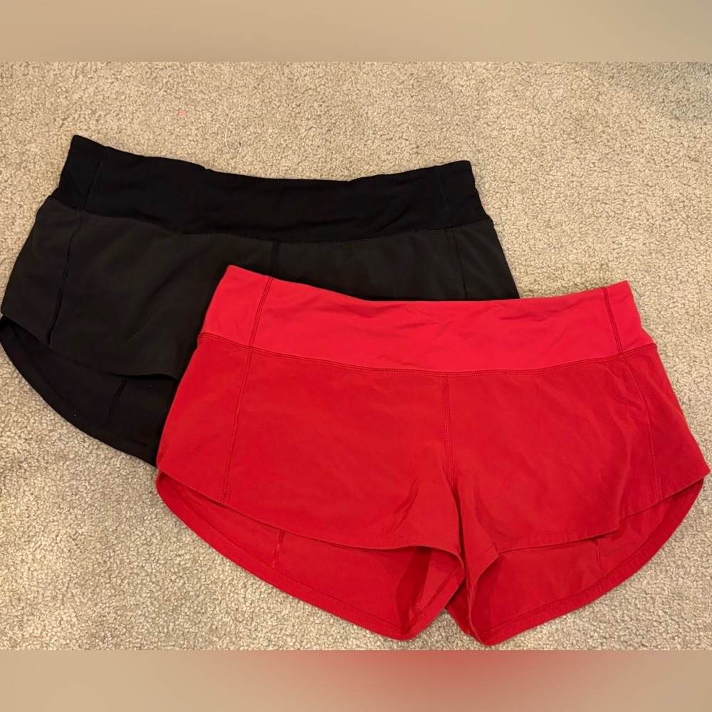 Women's Lululemon Speed Up Shorts - Black and Red!!
